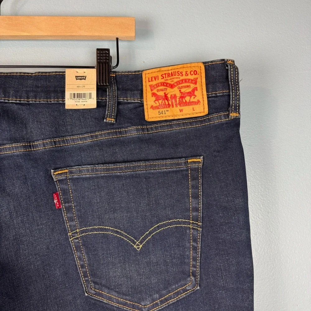 NEW Levi's 541 Athletic Taper Jeans Mens 48x29 Blue Dark Wash Stretch Denim